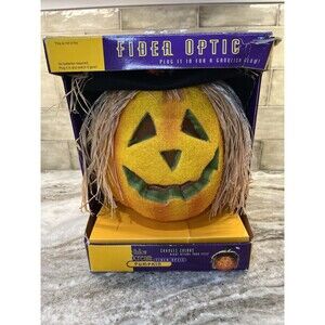 Trendmasters Fiber Optic Pumpkin Head Color Changing Jack O Latern 2000 14" NEW